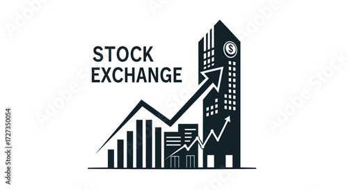 Stock Exchange Icon: A stylized icon showcasing the vibrant dynamism of the financial market, featuring a rising graph symbolizing growth and prosperity.