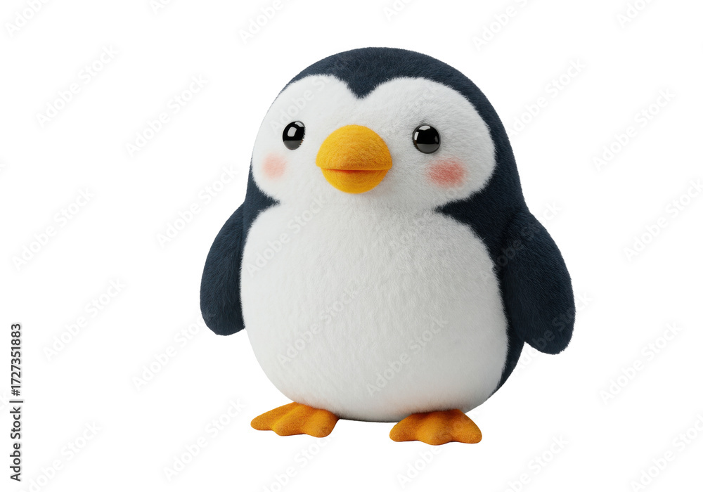 Obraz premium Isolated Cute Cartoon Penguin with Rosy Cheeks for Children and Illustration Use
