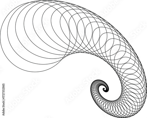 Abstract Spiral Fractal Pattern Design – Blue Swirl Nautilus Shell Shape Curve Texture Illustration, Digital Wave Light Circle Decoration Element Vector Wallpaper Art Backdrop Concept