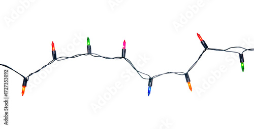 String of Christmas lights isolated on transparent background..