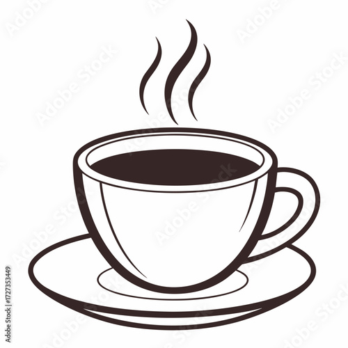 Black Colour hot cocoa Vector Illustration, Solid White Background (3).eps