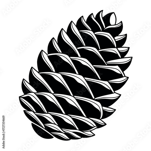 Black Colour pinecone Vector Illustration, Solid White Background (1).eps