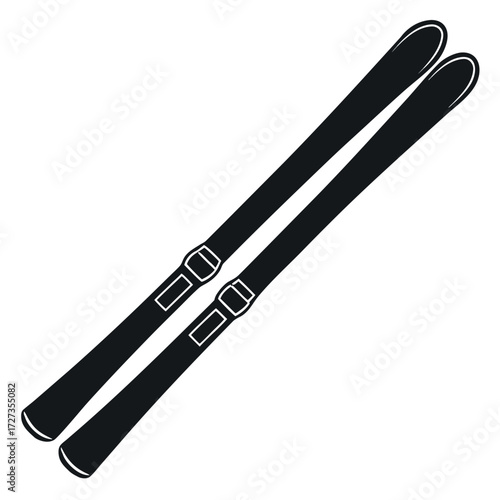 Black Colour ski Vector Illustration, Solid White Background (3).eps