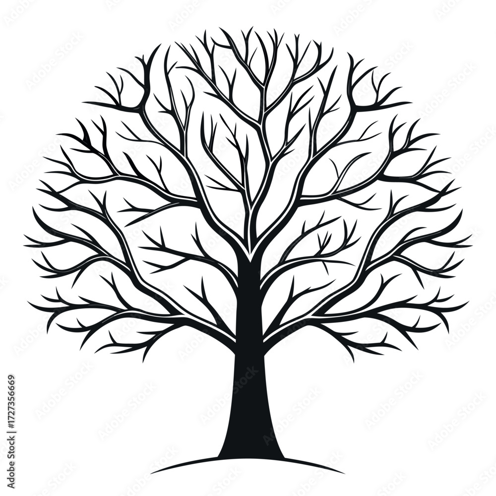 Obraz premium Black Colour snowy tree Vector Illustration, Solid White Background (1).eps