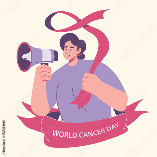 raising voice and speaking out for cancer awareness with ribbon symbol illustration