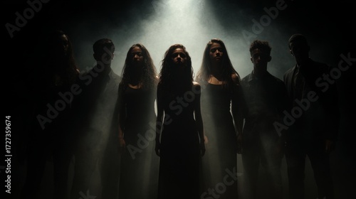 Harmony in the Limelight: Choir Community in Dramatic HDR Spotlight - Medium Shot