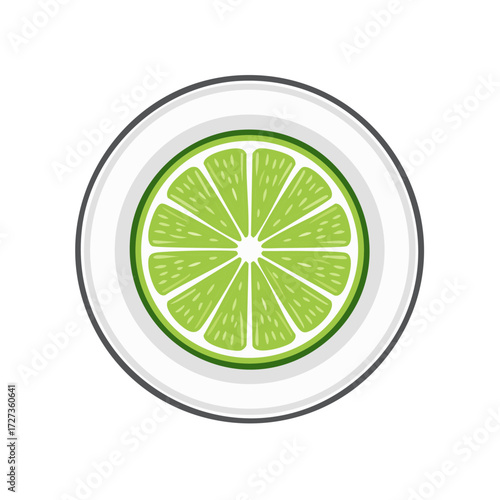 Sliced lime on a plate. lime wedges on white dish