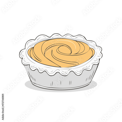 Illustration of a Creamy Pie in a Decorative Dish