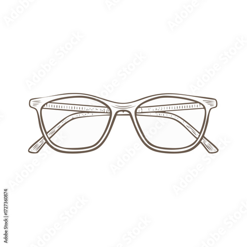 Hand-drawn eyeglasses with vintage style and detailed linework
