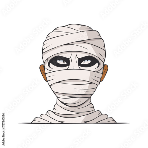 Mummy Head Illustration - Cartoon style Halloween spooky character