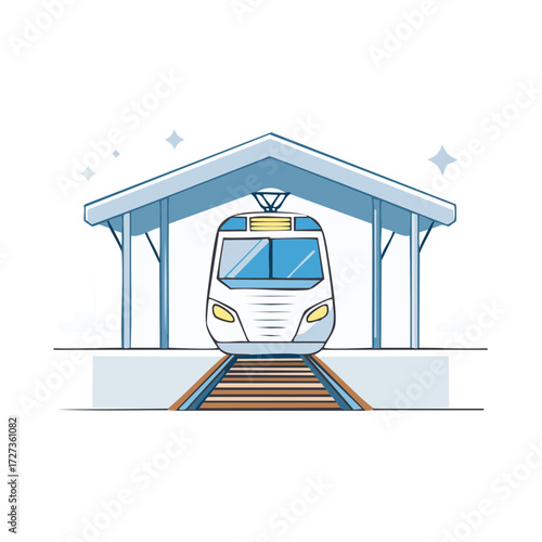 Modern high speed train arriving at a clean contemporary station platform
