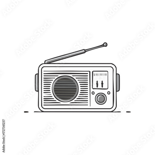 Vintage Transistor Radio with Extendable Antenna and Classic Dial Controls