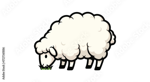 Cute cartoon sheep grazing in a field.