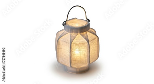 Elegant white lantern casting a soft glow for home decoration