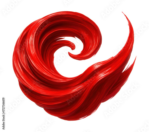 Artistic swirl of red paint in an abstract design.