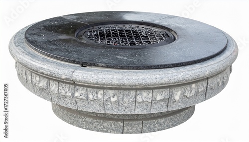 Granite Outdoor Fire Pit, Round, Stone, Grill, BBQ, Garden