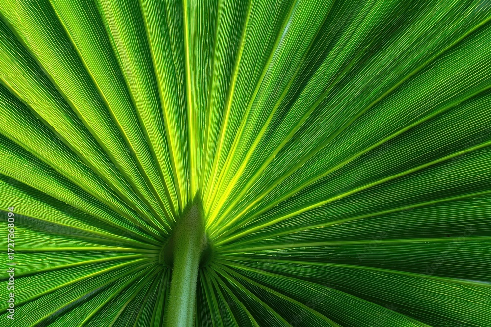 Fototapeta premium Close-up of vibrant green palm frond (1)