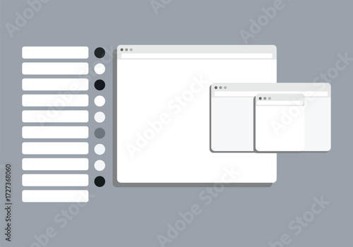 Vector art of web browser window and ui element mockup