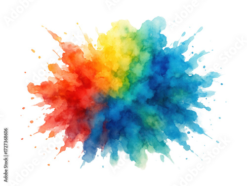 Dynamic watercolor explosion in vibrant colors.