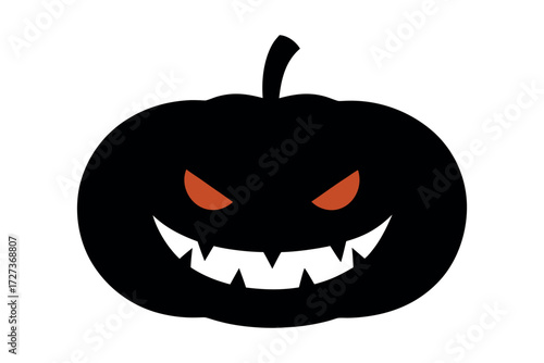 Pumpkin lantern silhouette vector, Halloween scary face icon illustration