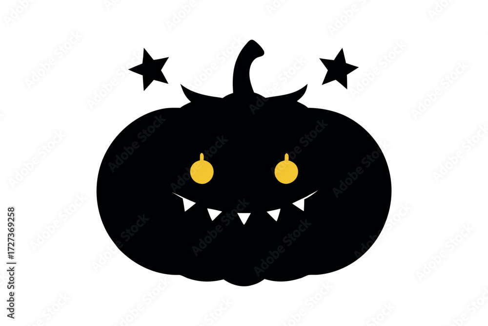 Naklejka premium Halloween pumpkin icon vector, Spooky carved lantern silhouette design