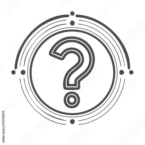 Question mark symbol in circle design, concept for help, information, support, and clarification.