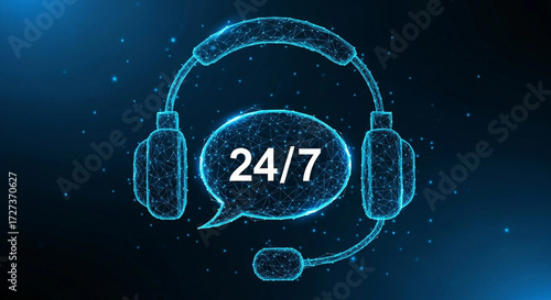 24/7 Customer Support Headset Illustration
