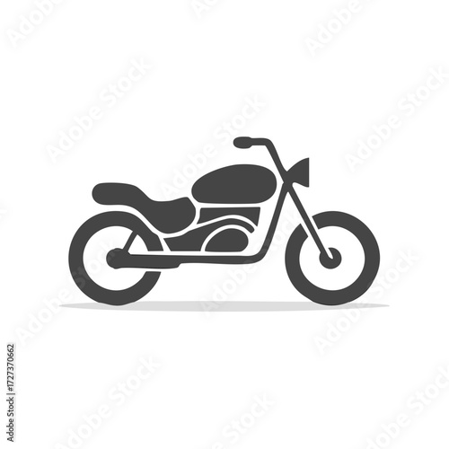 Black motorcycle outline illustration with shadowed effect isolated on white background