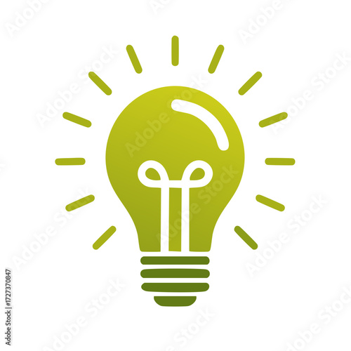 Vibrant green light bulb icon radiating energy and innovative concepts