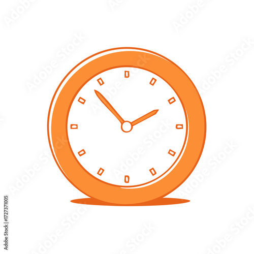 Orange hand drawn alarm clock showing time with minimal markers