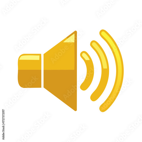 Golden speaker icon with sound waves. Vector illustration for audio volume and music symbol.