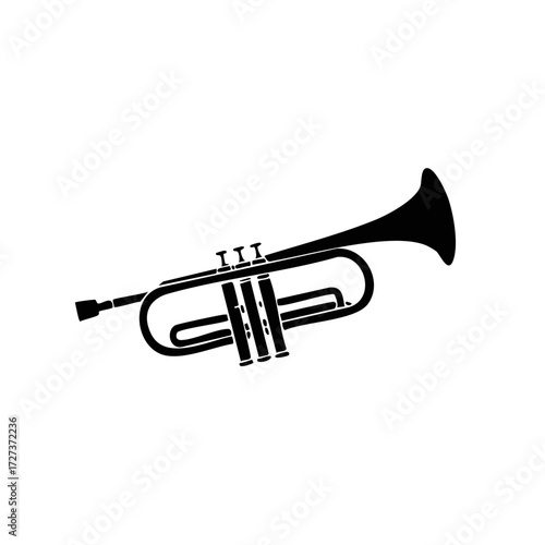 Trumpet Illustration Simple Vector Silhouette Brass Instrument Musical Concept