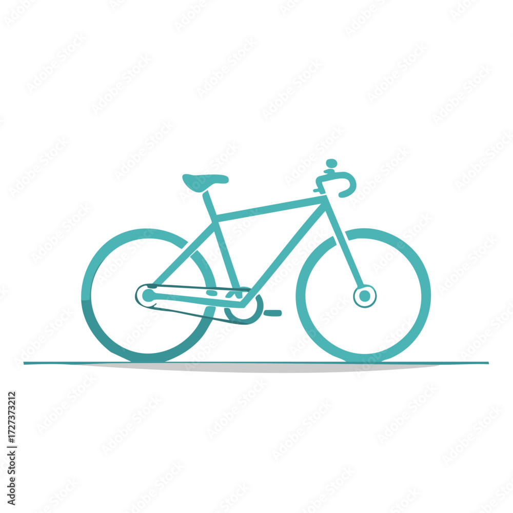 Obraz premium Teal graphic bicycle illustration icon vector for cycling health and eco friendly transportation