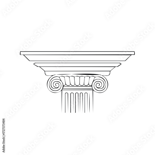 Architectural Ionic Column Capital Linear Drawing  Design Element of Ancient Greece and Rome
