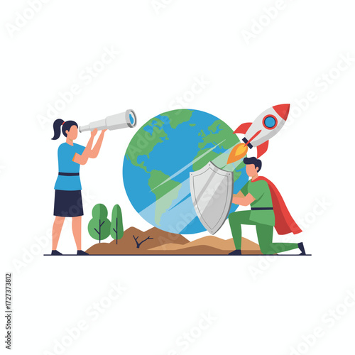 Illustration concept of ozone holes on a white background