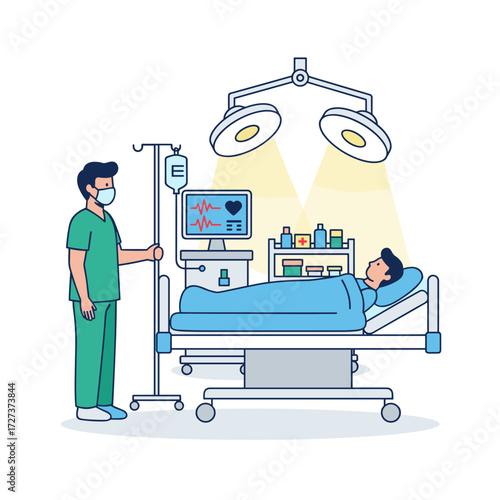 A medical professional multitasking to ensure a successful surgery