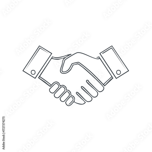 Handshake outline illustration. Symbol of partnership, deal, agreement.