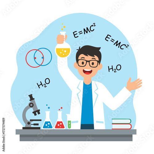 Scientists examine the yellow chemicals in glass within the laboratory