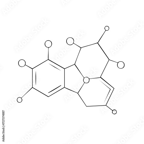 Skeletal formula of a complex organic molecule chemical structure scientific line drawing