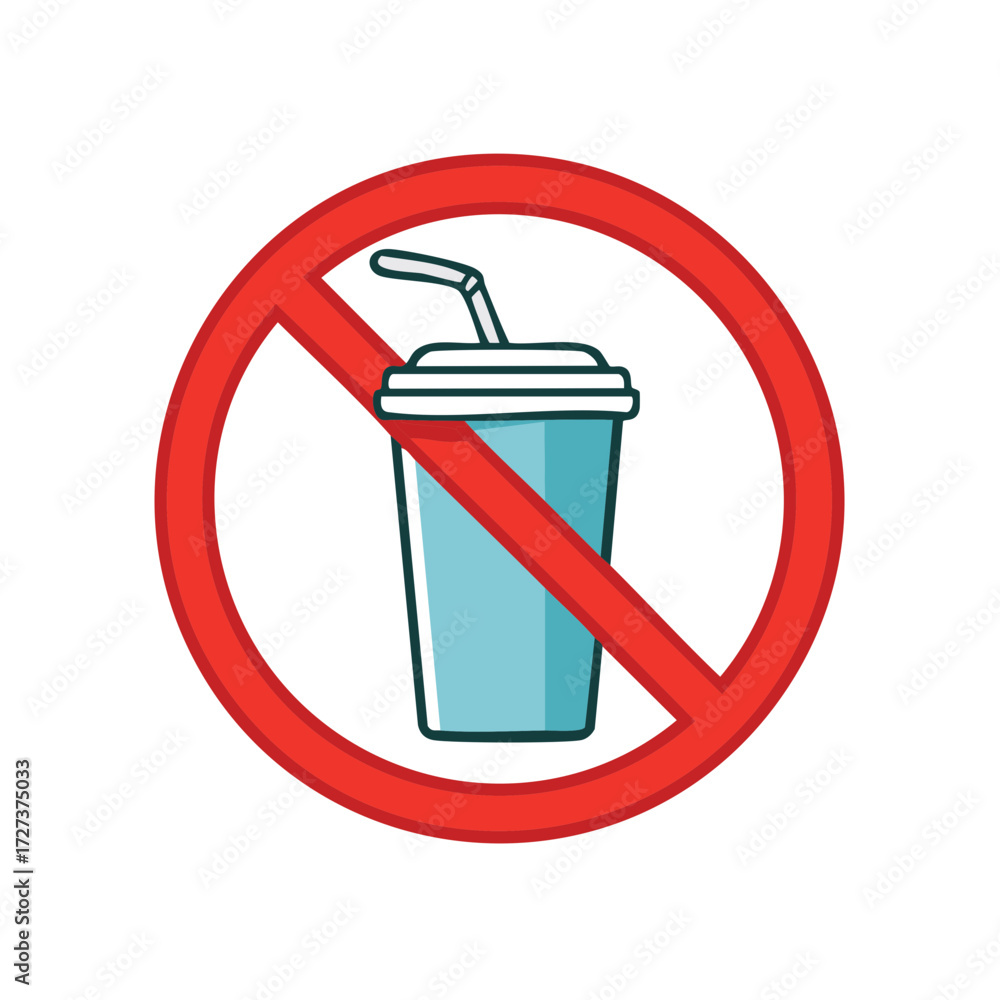 Obraz premium No Soda Sign, Illustrated. Beverage prohibition concept.