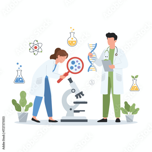 Illustration concept of medical research on a white background