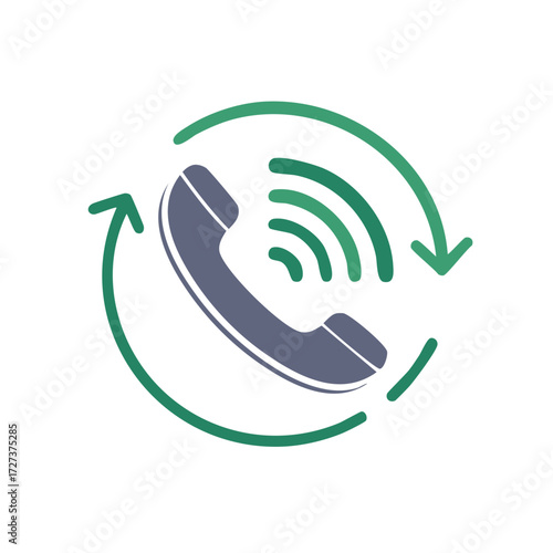 Incoming and Outgoing Call Icon with Circular Arrows and Sound Waves