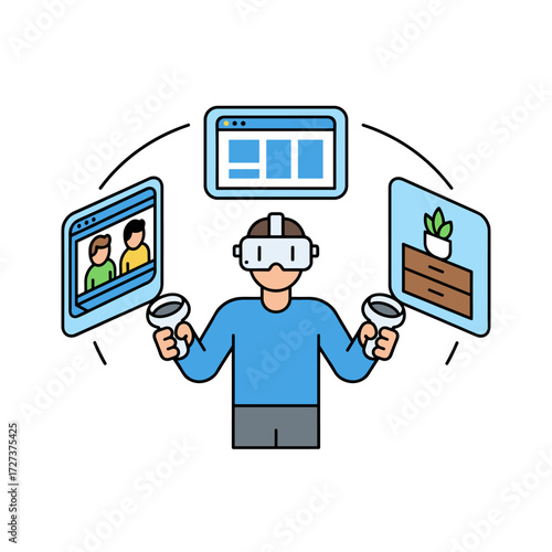 Students employ VR tools to explore the Illustration concept, depicted as a flat illustration isolated on a white background
