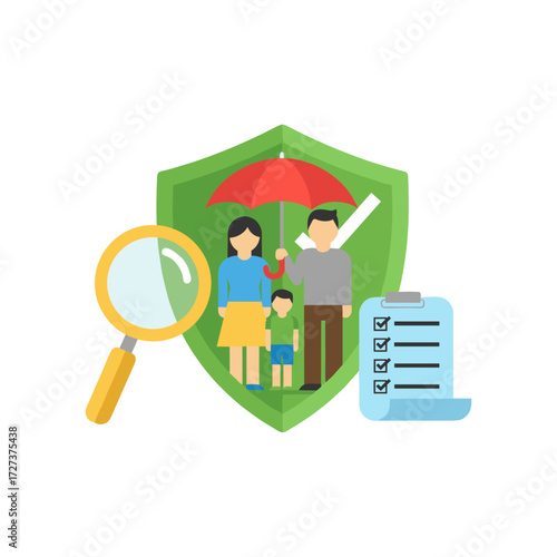 Illustration concept of family life insurance on a white background