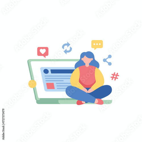 Blogger crafting a content management illustration concept