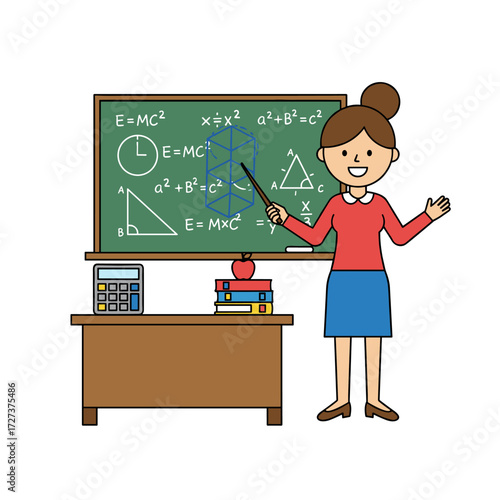 Concept for a math presentation illustration: a flat image set against a white background