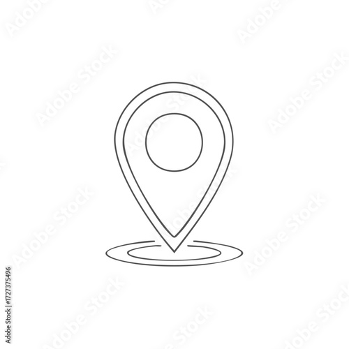 Minimalist vector outline icon of a map location pin marker symbol for GPS navigation and finding places