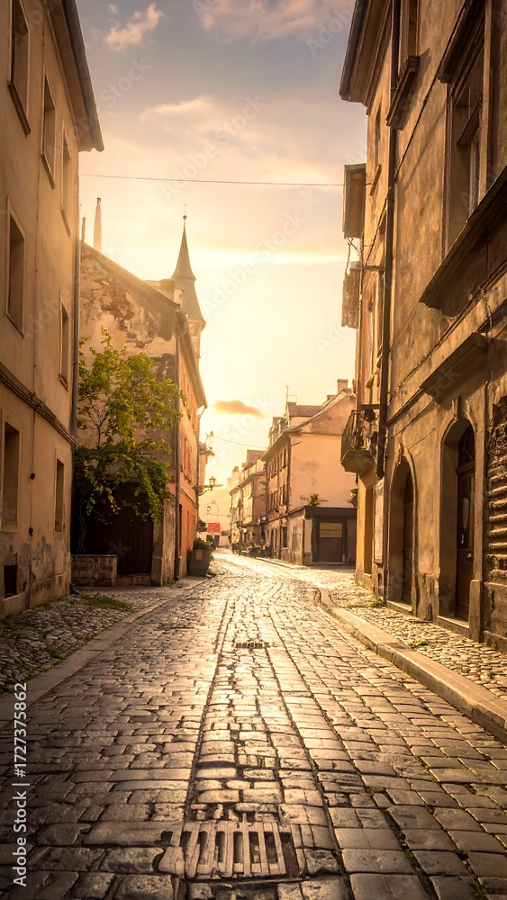 Fototapeta premium Sun-drenched European alley