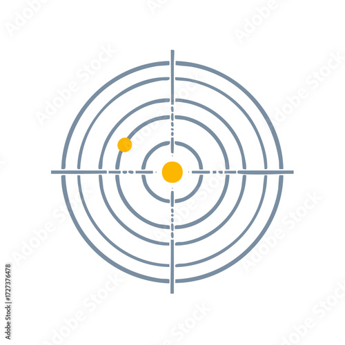 Radar screen with circular waves and two targets accuracy aim