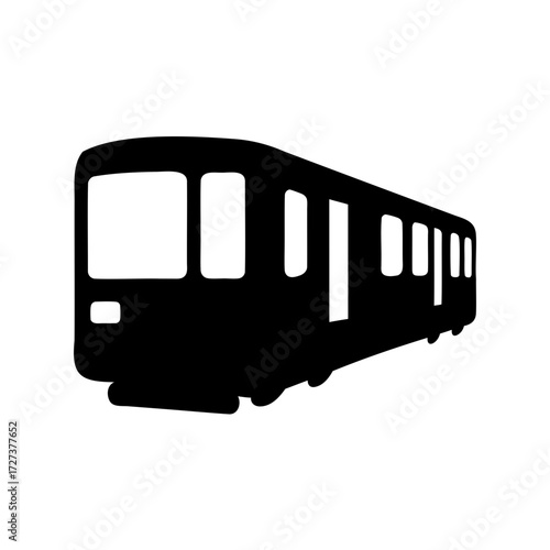 Silhouette Illustration of a Public Transportation Train Car on White Background